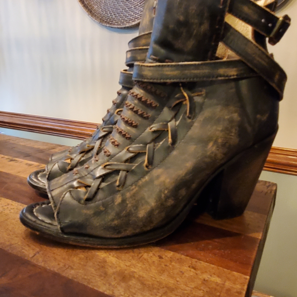 Freebird Black Distressed Heeled Boots